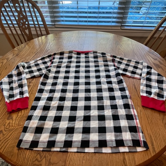 Hanna Andersson Women's Long John PJ Pajama Top Organic Cotton Black Cream L EUC - Picture 2 of 5